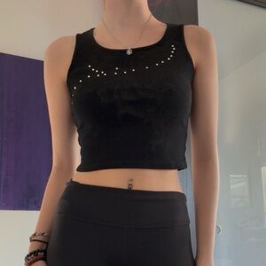 grunge alternative rhinestone crop top